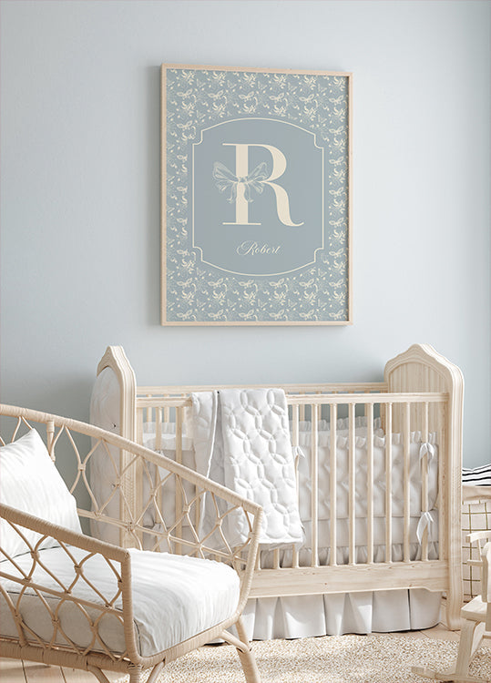 Elegant Baby Name Personal Blue Plakat
