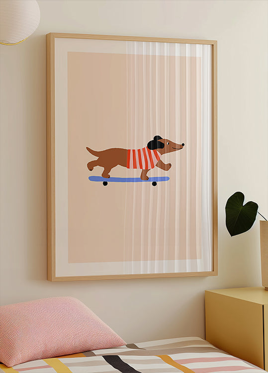 Dachshund on Skateboard Plakat