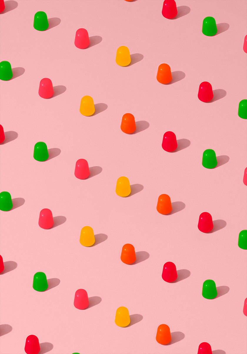 Dots Candy Gum Drops - Repeating Pattern On Pink Background Plakat