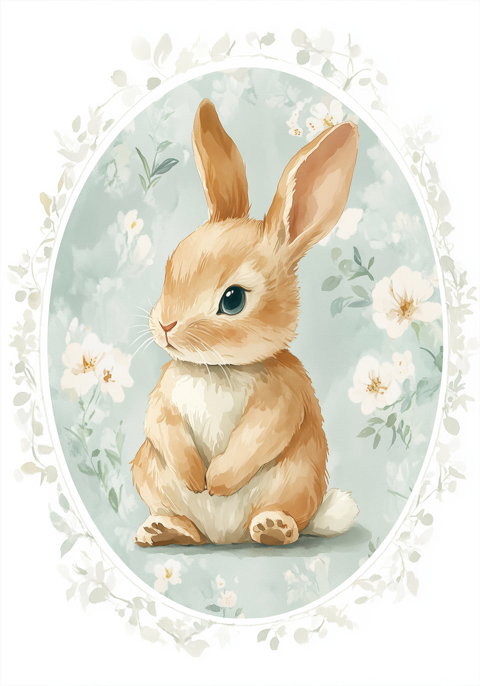 Sitting Baby Bunny With Blue Eyes Plakat