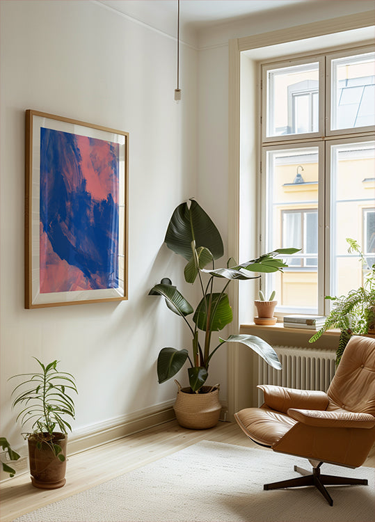 Blue Pink Abstract Strokes Plakat