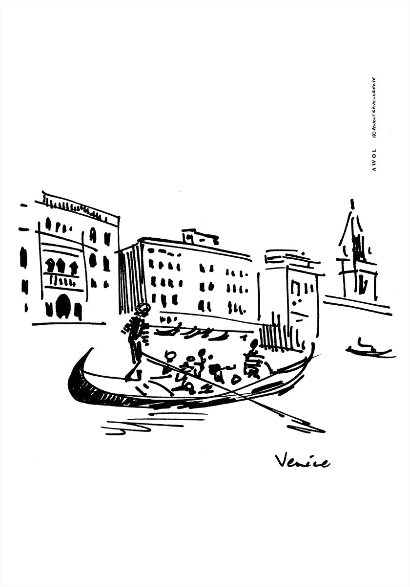 Venice, Italy Art Print With Gondolier On The Grand Canal Plakat