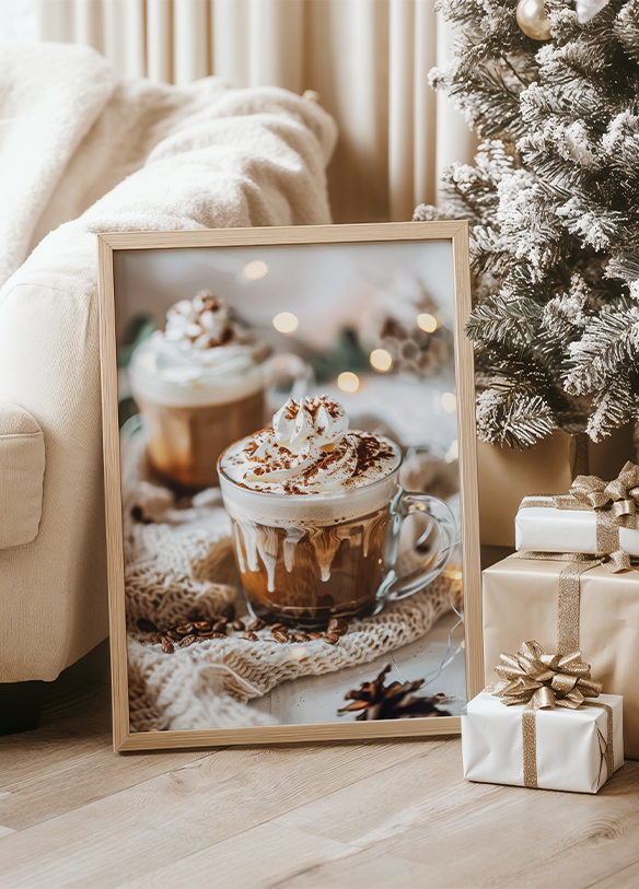 a picture frame with a picture of a cup of coffee