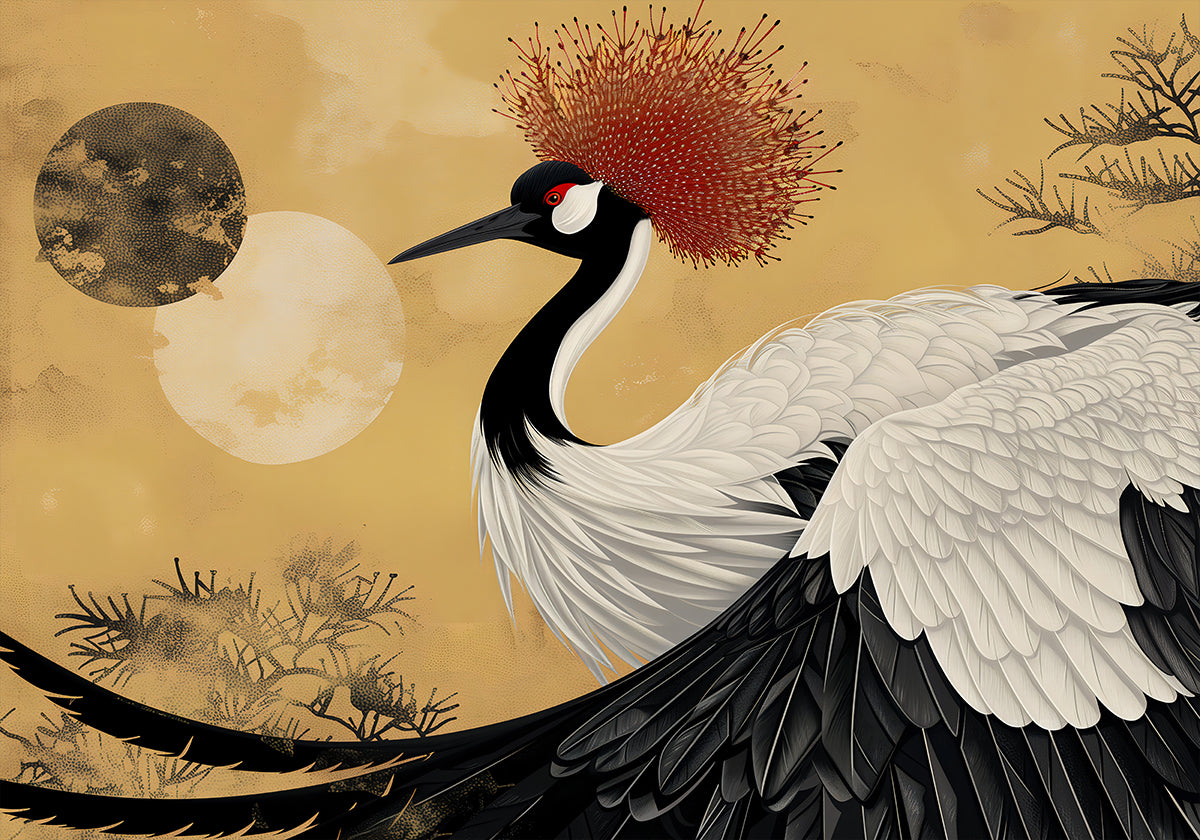Abstract red-crowned crane Plakat