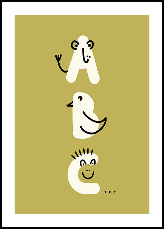 ABC kidult Illustration Khaki Plakat
