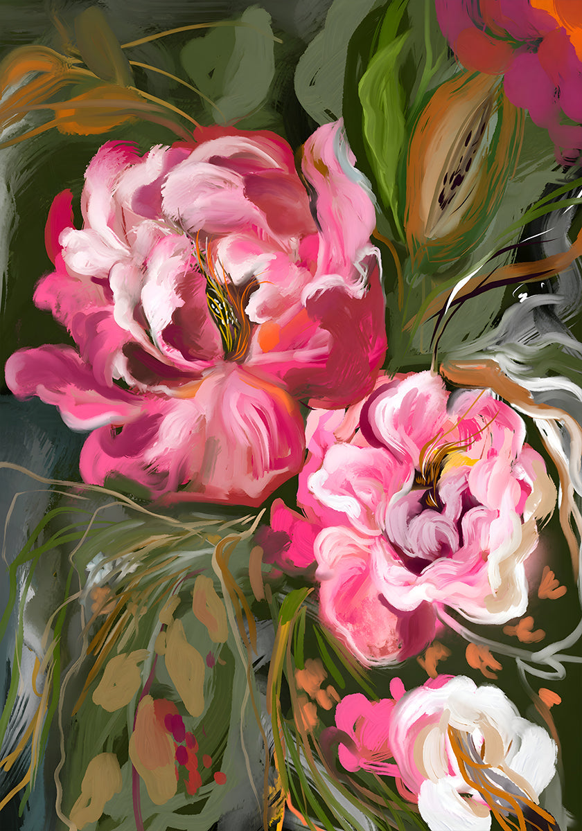 Expressive Pink Peonies Plakat