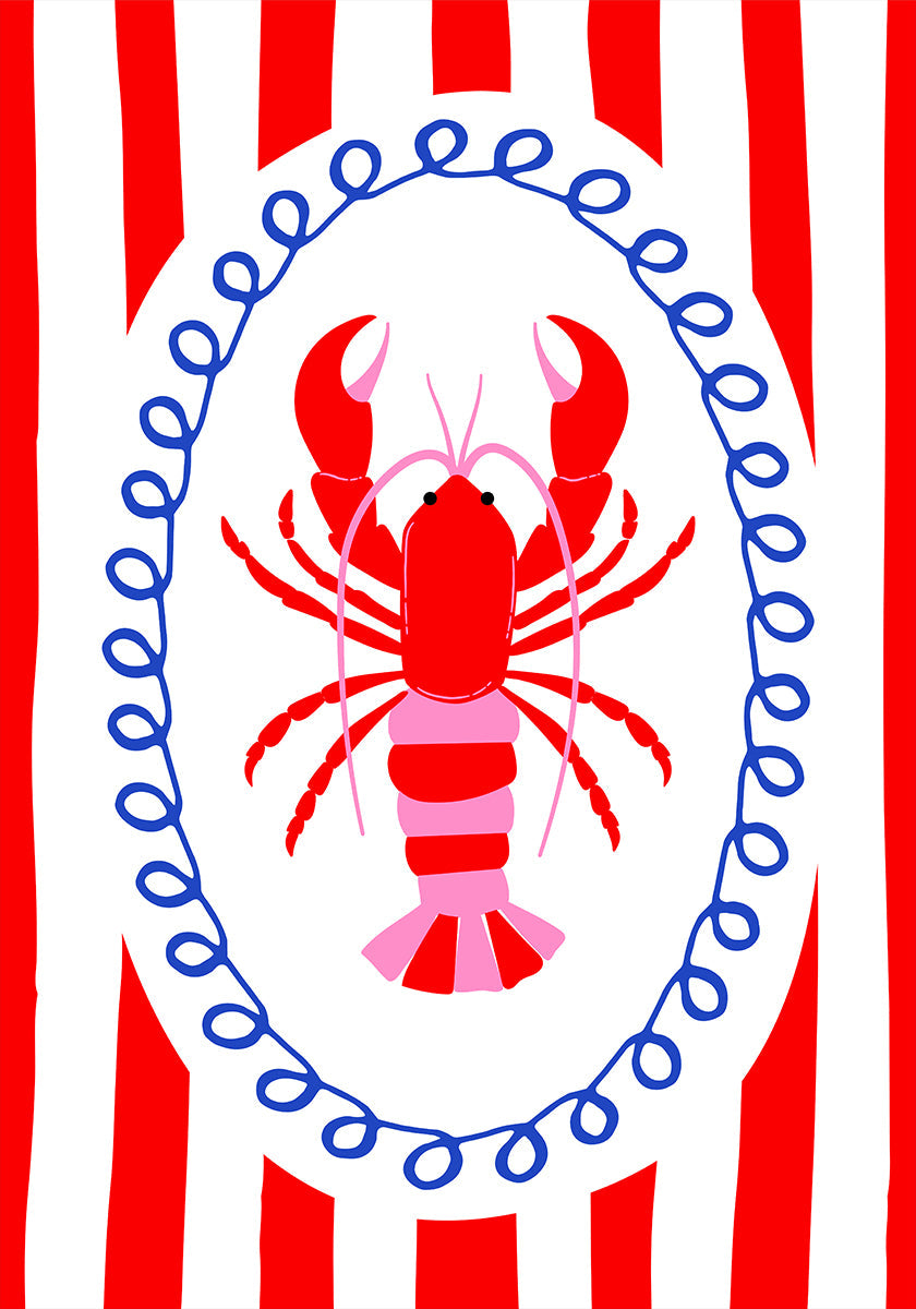 Bold Lobster Striped Wall Art Plakat