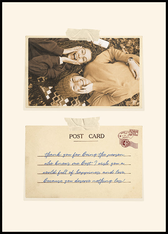 Vintage Postcard with Photo Personal Plakat