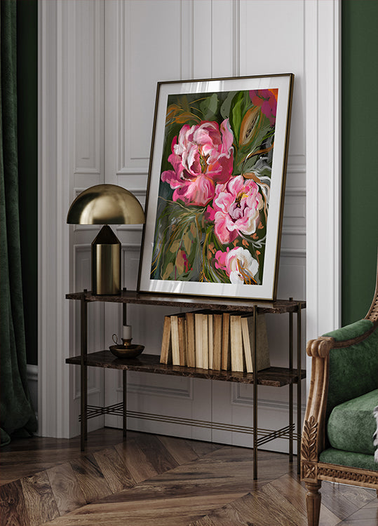 Expressive Pink Peonies Plakat