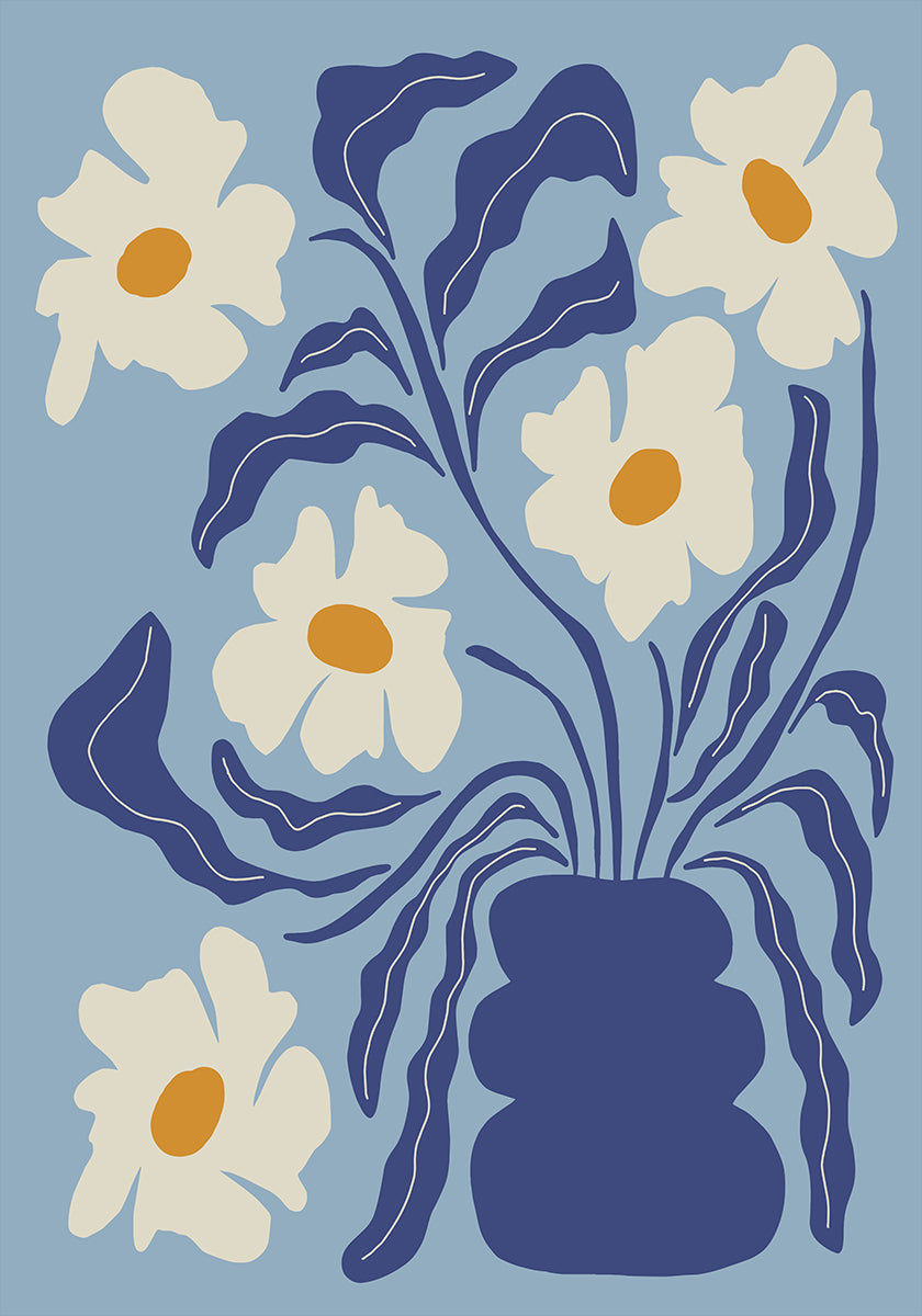 Blue moon flower-pot Plakat