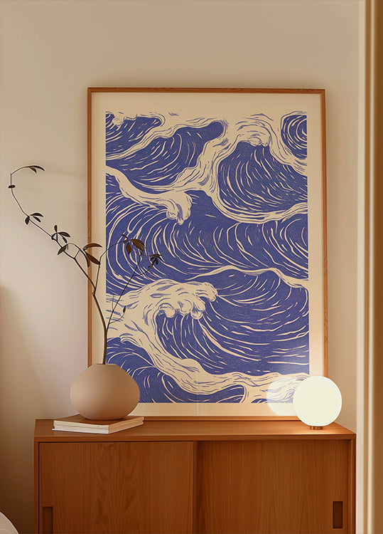 Abstract Blue Ocean Waves Plakat