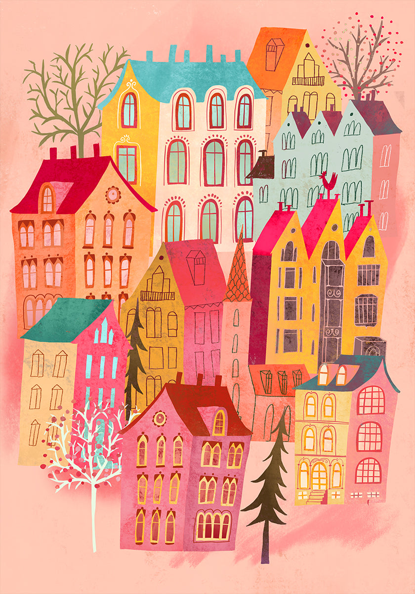 Lovely Pink Village Plakat