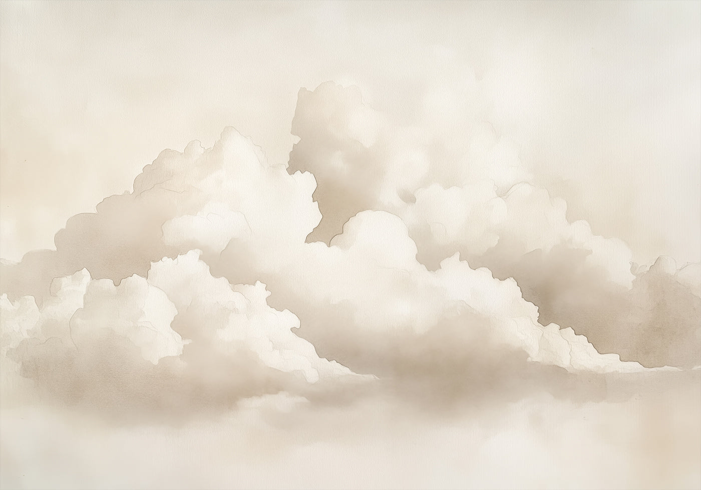 Neutral Cloudscape Watercolor Plakat