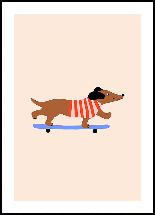Dachshund on Skateboard Plakat