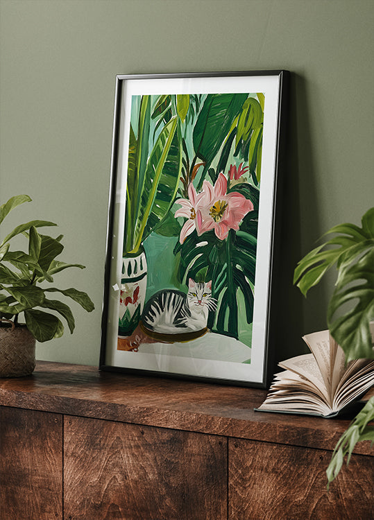 Tropical Muse With Cat Plakat