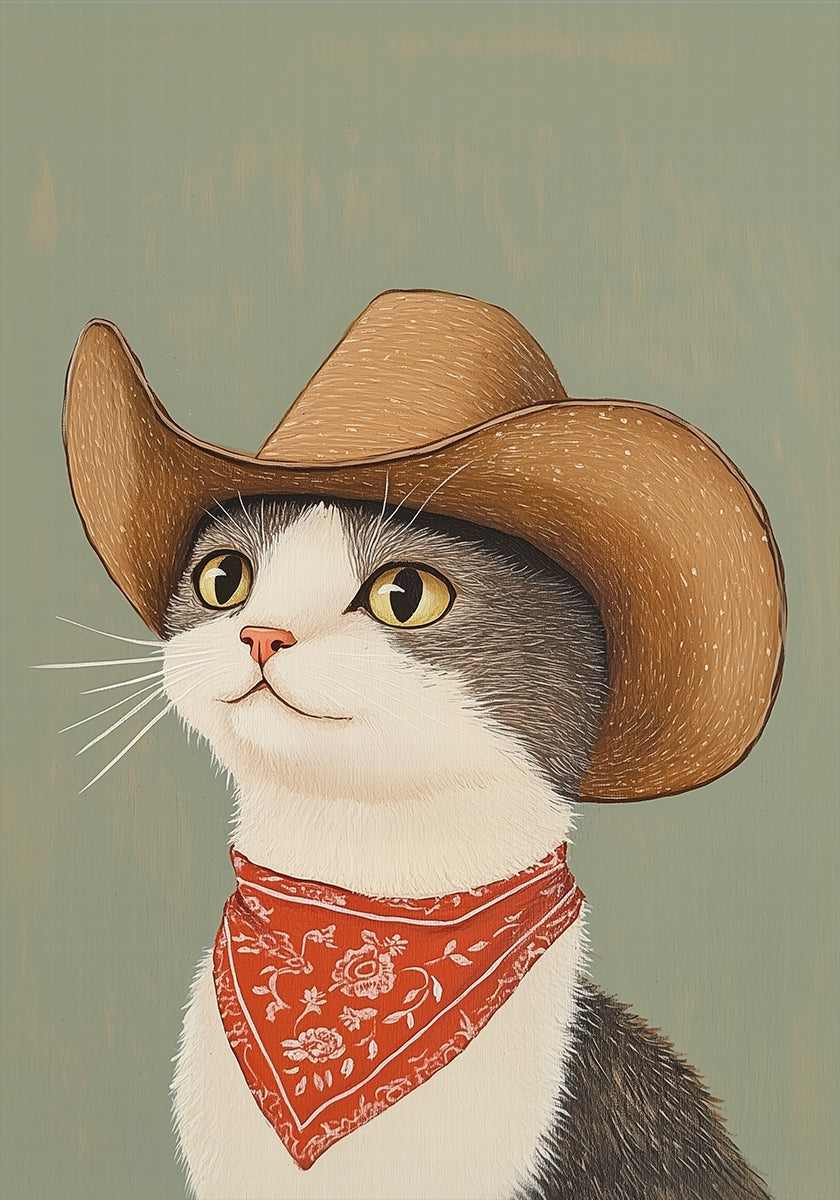 Cowboy English Shorthair Cat Plakat