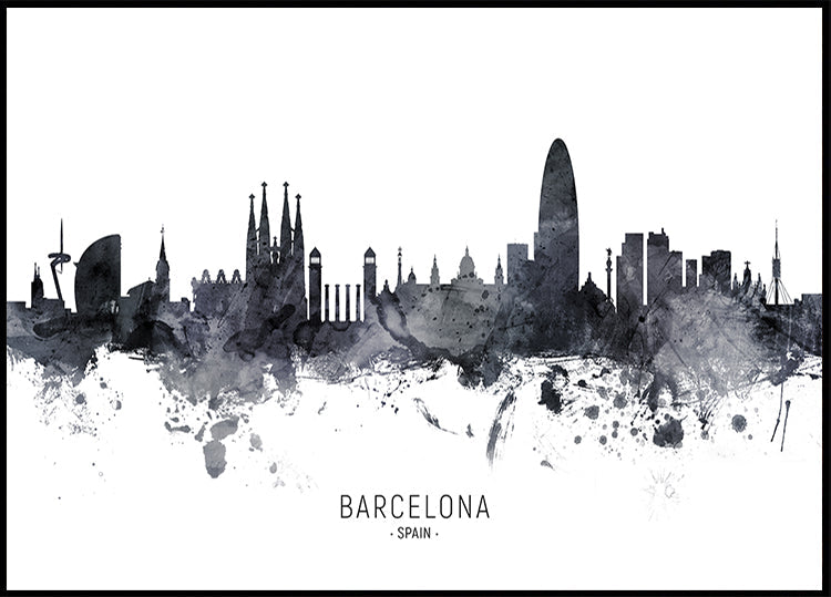 Barcelona Spain Skyline Plakat