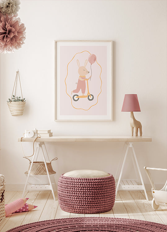 Bunny On a Scooter Plakat