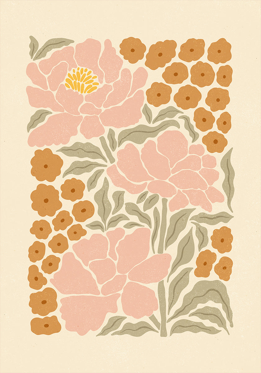 Retro Peonies Plakat