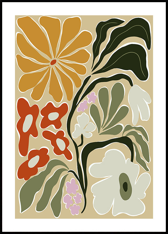 Mid Century Floral Fantasy Plakat