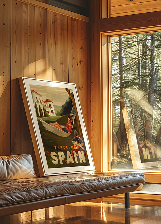 Barcelona Spain Guitar Player Travel Art Plakat