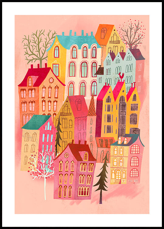Lovely Pink Village Plakat