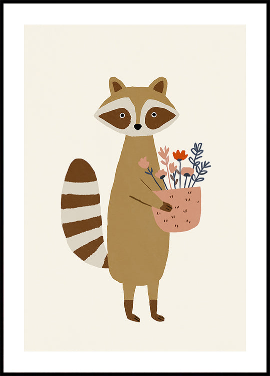 Raccoonwithflowers Plakat