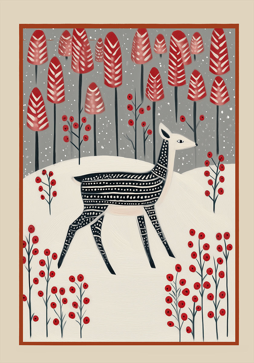 Fawn In a Winter Landscape Plakat