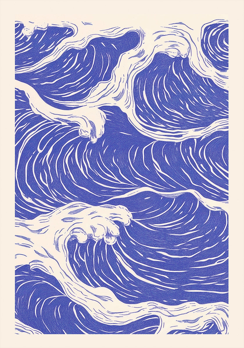 Abstract Blue Ocean Waves Plakat