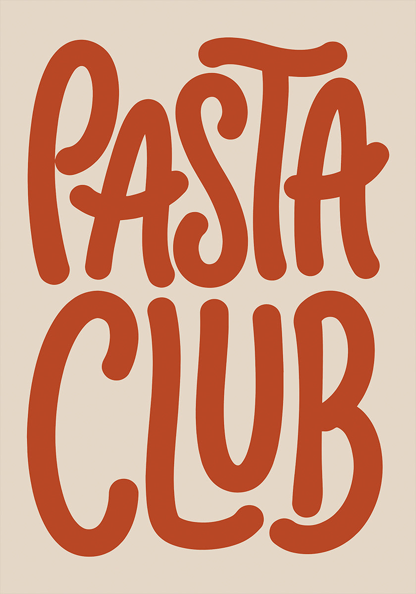 Retro Pasta Club Kitchen Typography Plakat