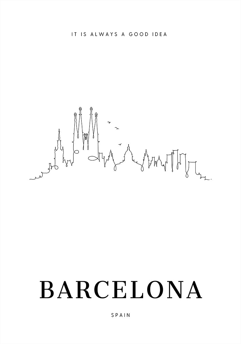 Barcelona - Skyline Plakat