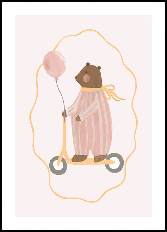 Bear On a Scooter Plakat