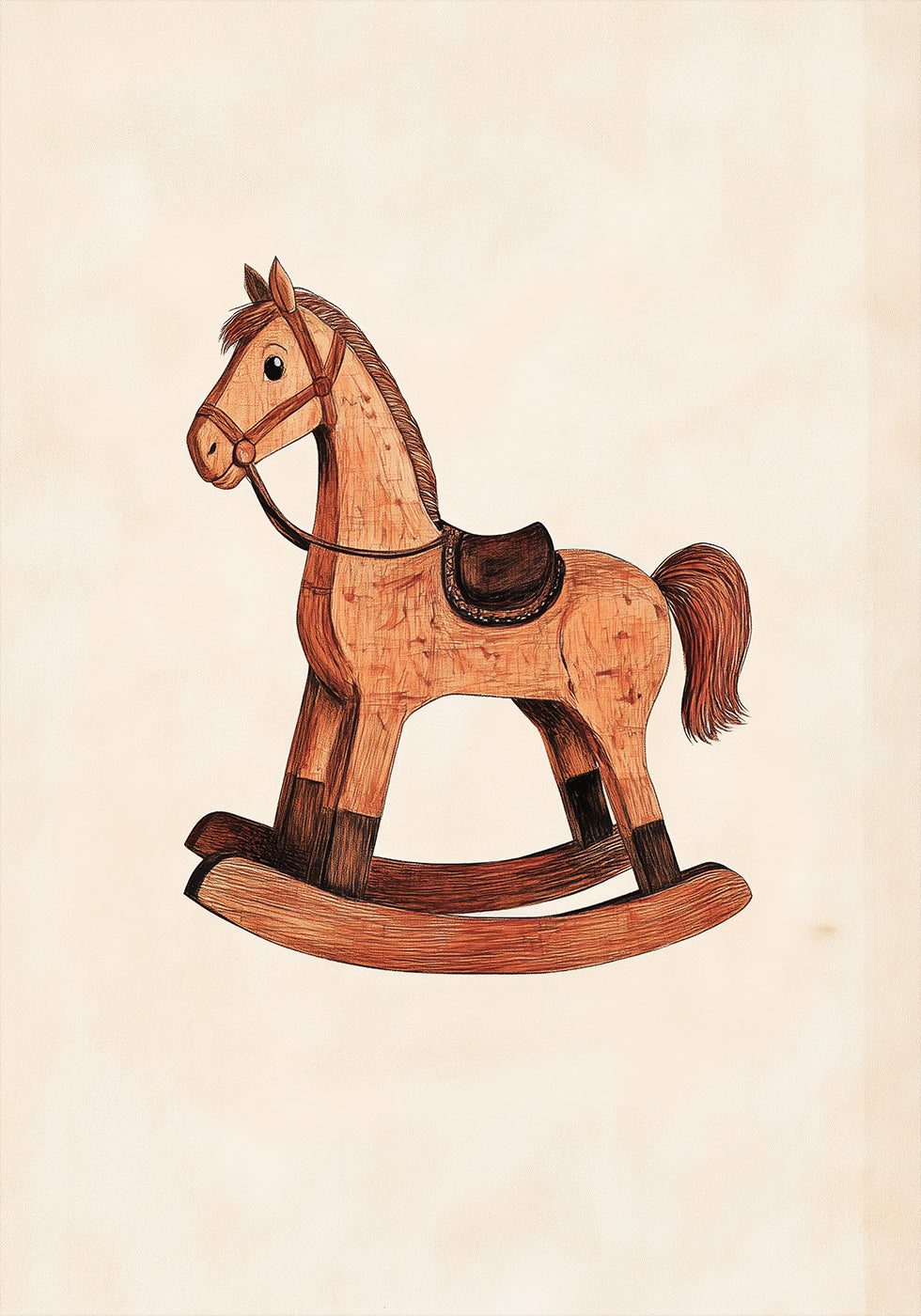 Vintage Rocking Horse Wooden Toy Plakat