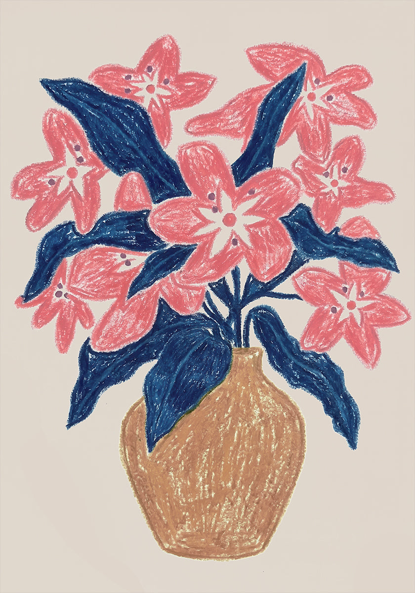 Pink Floral in Terracotta Vase Plakat
