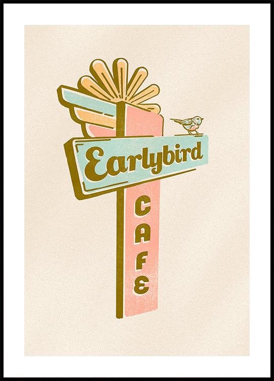 Early Bird Cafe Travel Art Plakat