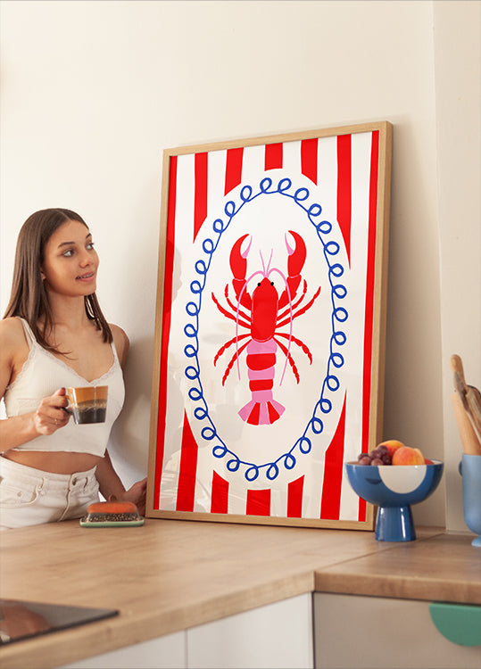 Bold Lobster Striped Wall Art Plakat