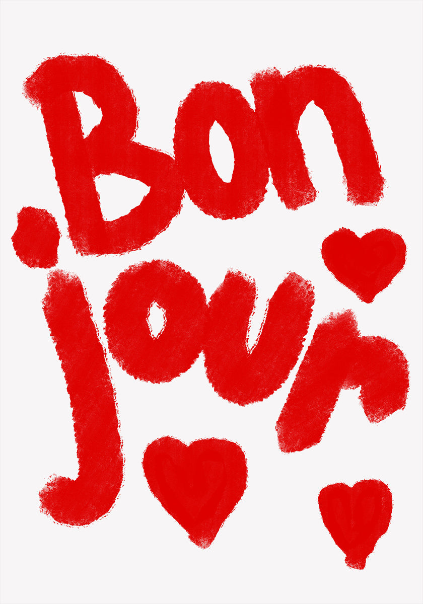 Bonjour Hearts Plakat