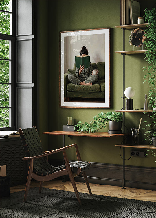 Emerald Green Woman Reading Plakat