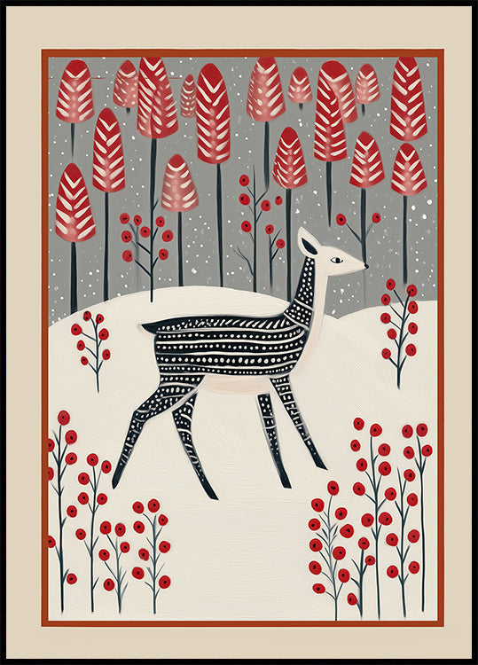 Fawn In a Winter Landscape Plakat