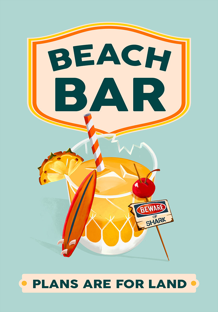 Beach Bar Summer Tropical Cocktail Bar Art Plakat