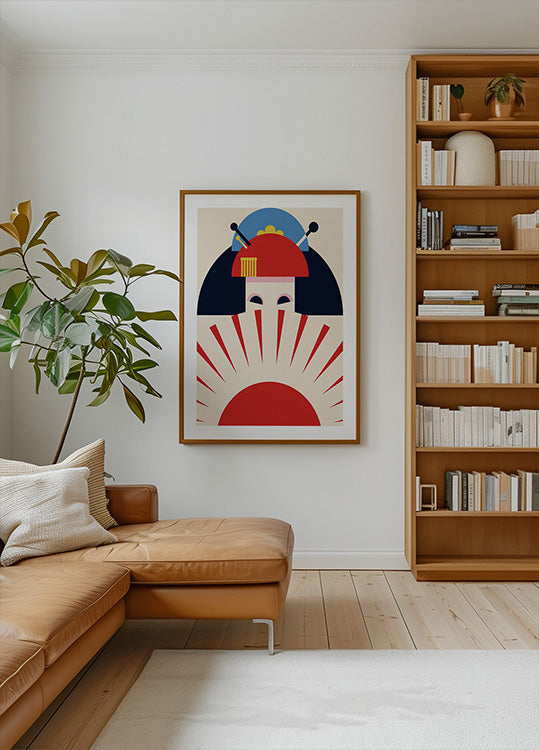 Geisha Girl Retro Minimalist Design Plakat