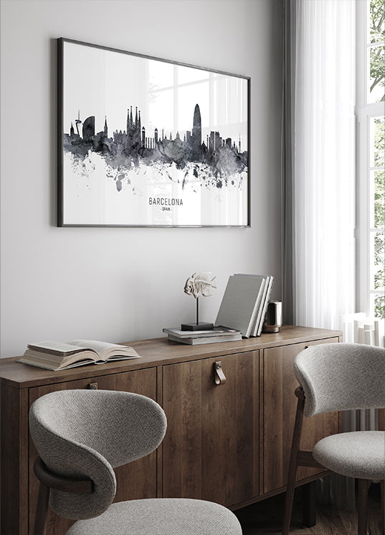 Barcelona Spain Skyline Plakat