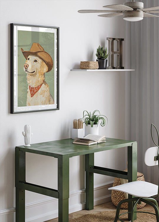 Cowboy Golden Retriever Plakat