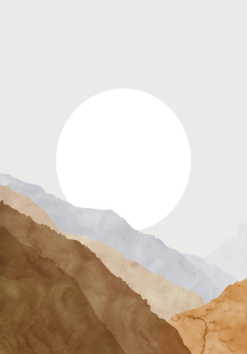 Boho moon and mountains Plakat