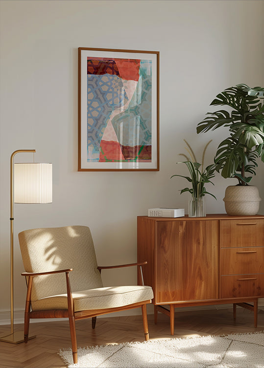 Overlapping Geometric Patterns in Soft Hues Plakat