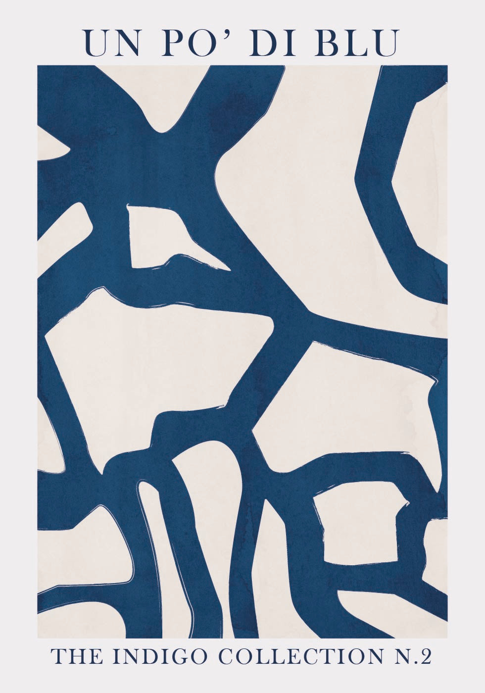 Indigo Flow, Abstract Shapes in Blue and White Plakat