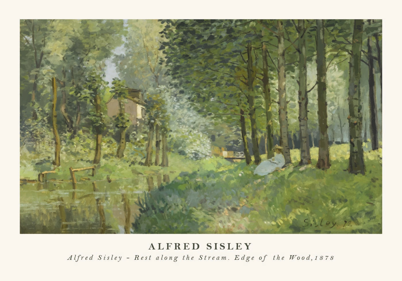 Rest Along The Stream Impressionist Forest, Alfred Sisley 1878 Plakat