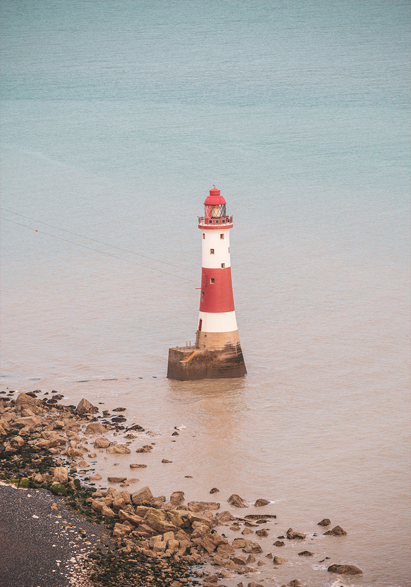 Beachy head lighthouse in England - summer nostalgic travel photography Plakat