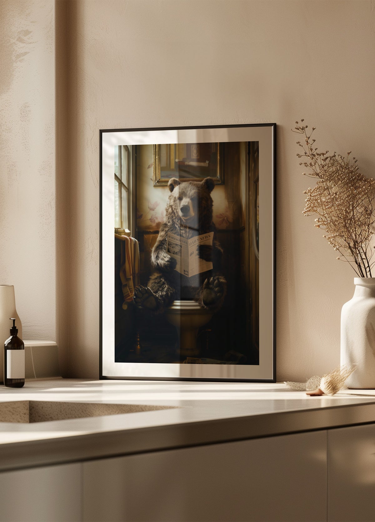 Bear Reading Newspaper
