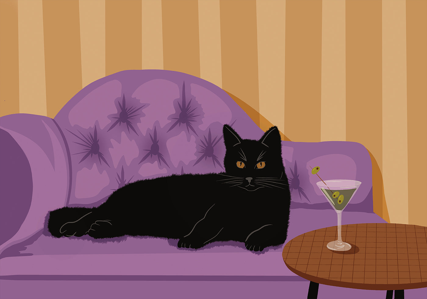 Black Cat with Martini Plakat